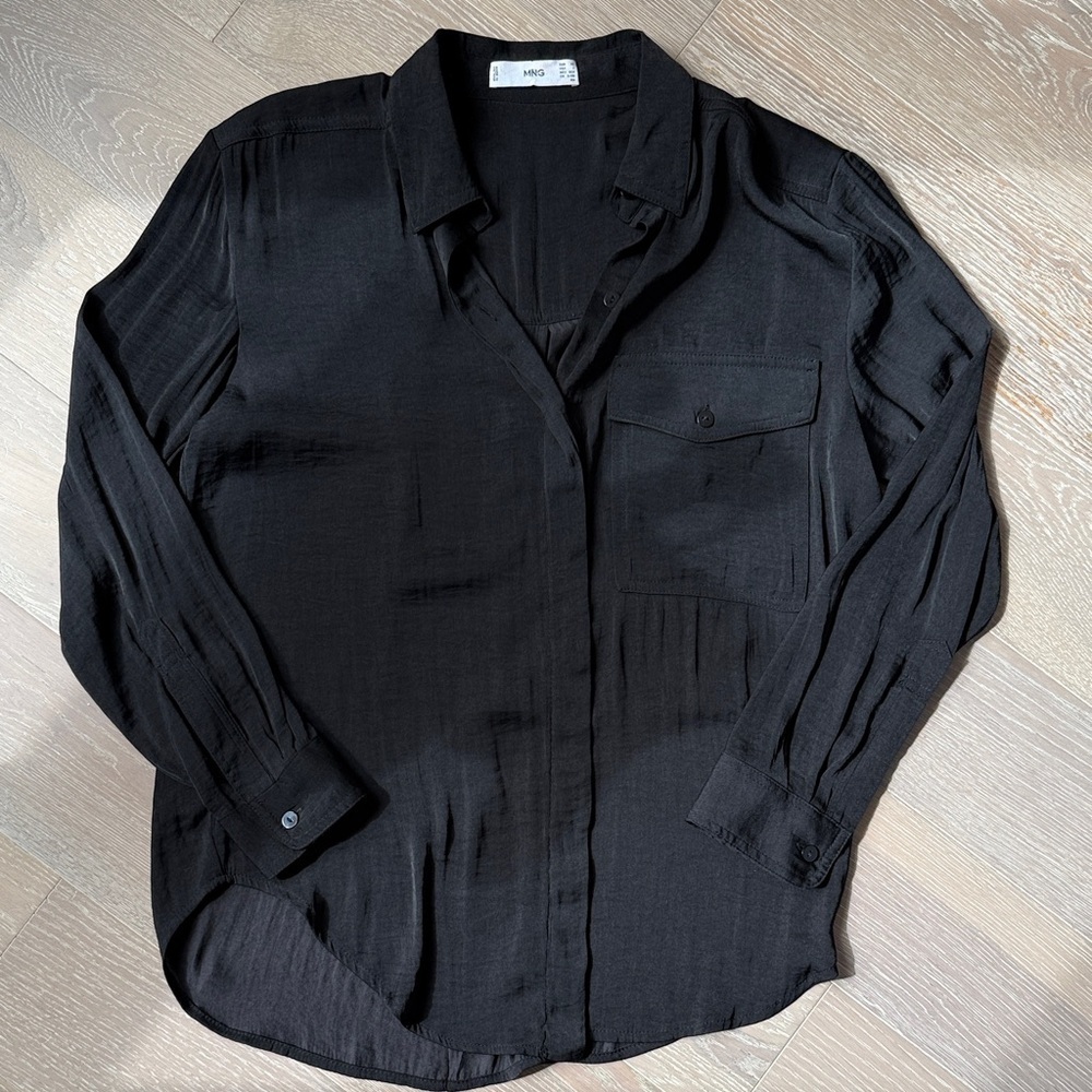 Mango Satin Effect Button Down